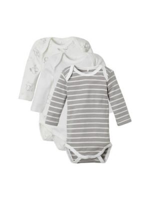 name it BABY rompers - set van 3 wit/grijs