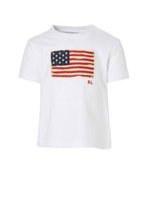 POLO Ralph Lauren T-shirt met opgestikte vlag wit