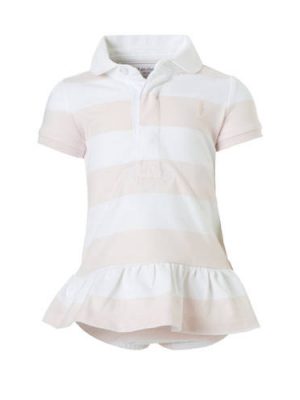 POLO Ralph Lauren gestreepte baby jurk met broek roze