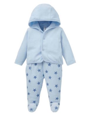 C&A Baby Club velours vest + broek met sterren blauw
