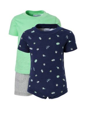 Carter's 2 baby T-shirts met korte broek groen/donkerblauw