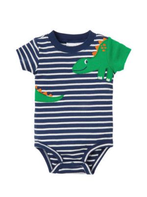 Carter's gestreepte romper met dino blauw