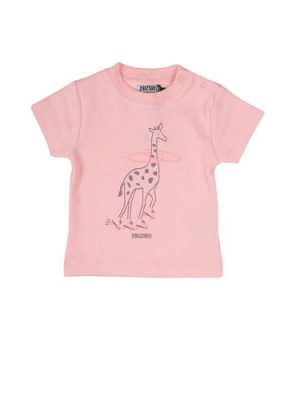 Zero2three baby T-shirt met giraf print roze