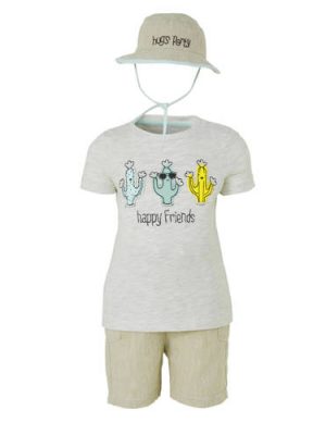 C&A Baby Club T-shirt + short + hoed grijs