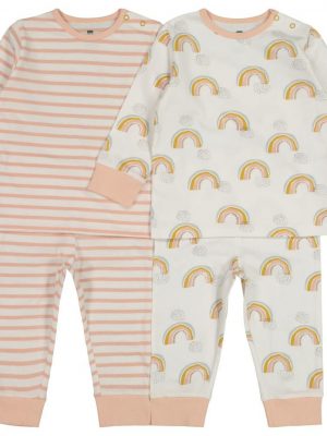 2-pak babypyjama's regenboog lichtroze